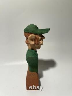 Buste en bois sculpté à la main, homme, sculpture d'art populaire S. L. Walker 2003 5,75