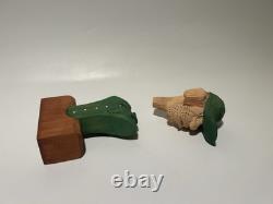 Buste en bois sculpté à la main, homme, sculpture d'art populaire S. L. Walker 2003 5,75
