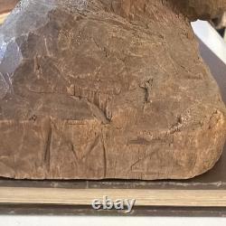 Buste sculpté d’art populaire ancien, signé MZ