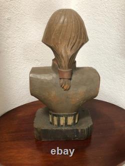 Buste vintage de George Washington, art populaire américain, bois sculpté polychrome, 15 

<br/>
