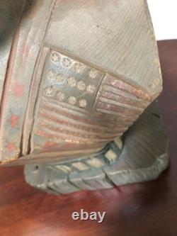Buste vintage de George Washington, art populaire américain, bois sculpté polychrome, 15	<br/>