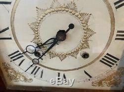 C1836 Henry Terry Plymouth Ct 8 Jours Shelf Horloge Sculpté Aigle Eli Folk Art Laiton