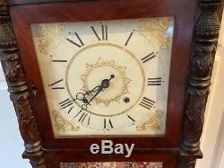 C1836 Henry Terry Plymouth Ct 8 Jours Shelf Horloge Sculpté Aigle Eli Folk Art Laiton