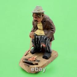 CARL OLOF TRYGG ART POPULAIRE SUÉDOISE Sculpture en bois sculptée Hobo Mid-Century Modern
