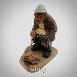CARL OLOF TRYGG ART POPULAIRE SUÉDOISE Sculpture en bois sculptée Hobo Mid-Century Modern