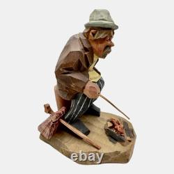 CARL OLOF TRYGG ART POPULAIRE SUÉDOISE Sculpture en bois sculptée Hobo Mid-Century Modern