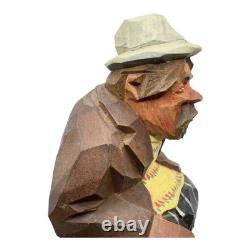 CARL OLOF TRYGG ART POPULAIRE SUÉDOISE Sculpture en bois sculptée Hobo Mid-Century Modern
