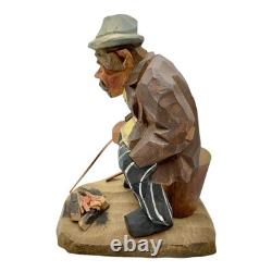 CARL OLOF TRYGG ART POPULAIRE SUÉDOISE Sculpture en bois sculptée Hobo Mid-Century Modern