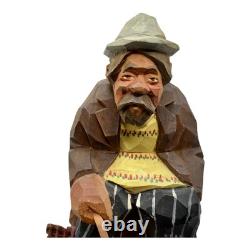 CARL OLOF TRYGG ART POPULAIRE SUÉDOISE Sculpture en bois sculptée Hobo Mid-Century Modern