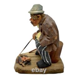 CARL OLOF TRYGG ART POPULAIRE SUÉDOISE Sculpture en bois sculptée Hobo Mid-Century Modern