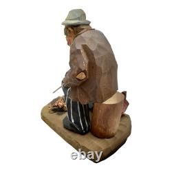 CARL OLOF TRYGG ART POPULAIRE SUÉDOISE Sculpture en bois sculptée Hobo Mid-Century Modern