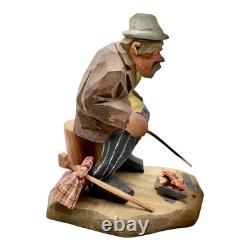 CARL OLOF TRYGG ART POPULAIRE SUÉDOISE Sculpture en bois sculptée Hobo Mid-Century Modern