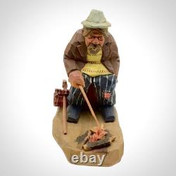 CARL OLOF TRYGG ART POPULAIRE SUÉDOISE Sculpture en bois sculptée Hobo Mid-Century Modern