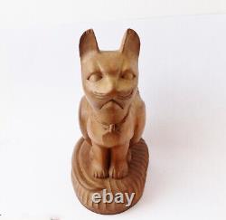 CHAT D'ART POPULAIRE Art Populaire Antique Sculpté à la Main Art Original Œuvre d'Art Authentique