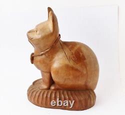 CHAT D'ART POPULAIRE Art Populaire Antique Sculpté à la Main Art Original Œuvre d'Art Authentique