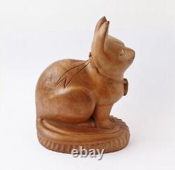 CHAT D'ART POPULAIRE Art Populaire Antique Sculpté à la Main Art Original Œuvre d'Art Authentique