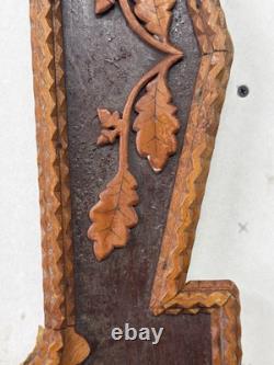 Cadre en bois sculpté de style tramp art antique grand 1890 Art populaire fin