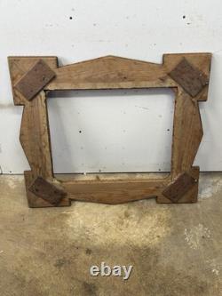 Cadre en bois sculpté de style tramp art antique grand 1890 Art populaire fin