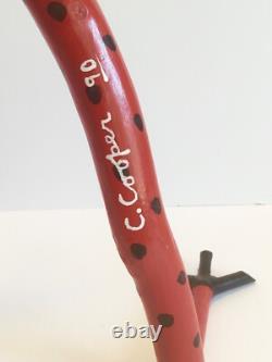 Calvin Cooper Art Populaire Diable Gobelin Rouge Noir signé Pois hauts