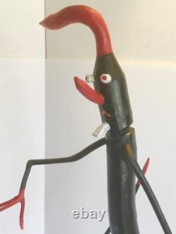 Calvin Cooper Art Populaire Diable Gobelin Rouge Noir signé Pois hauts