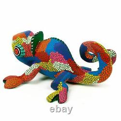 Caméléon Coloré Oaxacan Alebrije Sculpture Sculpture Sur Bois Eleazar Morales