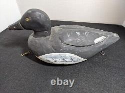 Canard de chasse sculpté antique en bois art populaire fait à la main peint