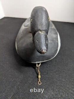 Canard de chasse sculpté antique en bois art populaire fait à la main peint