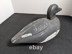 Canard de chasse sculpté antique en bois art populaire fait à la main peint