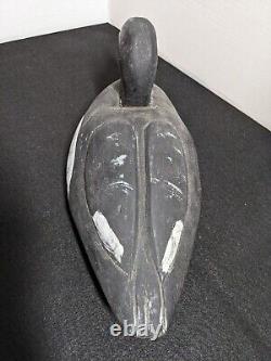 Canard de chasse sculpté antique en bois art populaire fait à la main peint