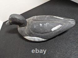 Canard de chasse sculpté antique en bois art populaire fait à la main peint
