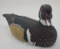 Canard en Bois Sculpté à la Main Vintage 13 Drake Peint Art Populaire Détail 1978