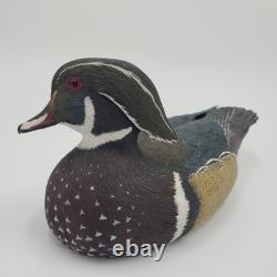 Canard en Bois Sculpté à la Main Vintage 13 Drake Peint Art Populaire Détail 1978