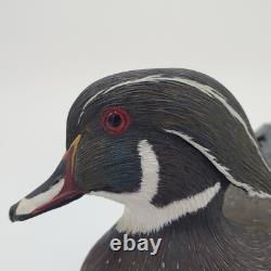 Canard en Bois Sculpté à la Main Vintage 13 Drake Peint Art Populaire Détail 1978