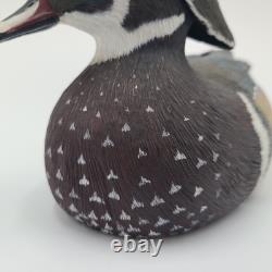Canard en Bois Sculpté à la Main Vintage 13 Drake Peint Art Populaire Détail 1978