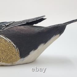 Canard en Bois Sculpté à la Main Vintage 13 Drake Peint Art Populaire Détail 1978