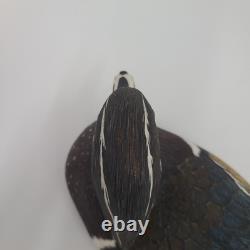 Canard en Bois Sculpté à la Main Vintage 13 Drake Peint Art Populaire Détail 1978