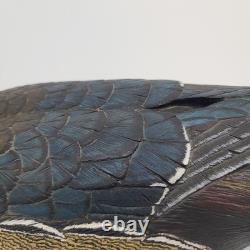 Canard en Bois Sculpté à la Main Vintage 13 Drake Peint Art Populaire Détail 1978