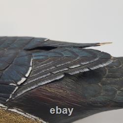 Canard en Bois Sculpté à la Main Vintage 13 Drake Peint Art Populaire Détail 1978