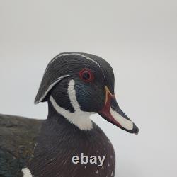 Canard en Bois Sculpté à la Main Vintage 13 Drake Peint Art Populaire Détail 1978