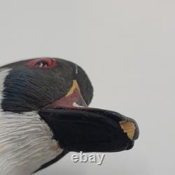 Canard en Bois Sculpté à la Main Vintage 13 Drake Peint Art Populaire Détail 1978