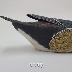 Canard en Bois Sculpté à la Main Vintage 13 Drake Peint Art Populaire Détail 1978