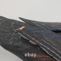 Canard en Bois Sculpté à la Main Vintage 13 Drake Peint Art Populaire Détail 1978