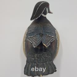 Canard en Bois Sculpté à la Main Vintage 13 Drake Peint Art Populaire Détail 1978