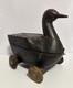 Canard En Bois Sculpté à La Main Antique Sur Roues, Art Populaire Avec Compartiment Secret/lire