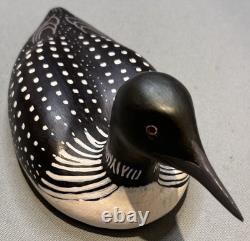 Canard leurre sculpté peint signé, art populaire, 1978 Nick Nelson, cadeaux d'art vintage