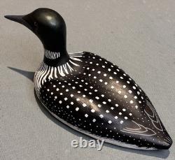 Canard leurre sculpté peint signé, art populaire, 1978 Nick Nelson, cadeaux d'art vintage