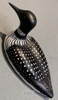 Canard leurre sculpté peint signé, art populaire, 1978 Nick Nelson, cadeaux d'art vintage