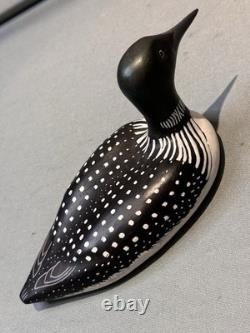 Canard leurre sculpté peint signé, art populaire, 1978 Nick Nelson, cadeaux d'art vintage