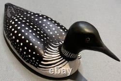 Canard leurre sculpté peint signé, art populaire, 1978 Nick Nelson, cadeaux d'art vintage