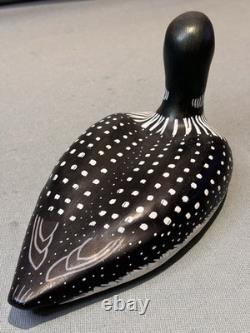 Canard leurre sculpté peint signé, art populaire, 1978 Nick Nelson, cadeaux d'art vintage